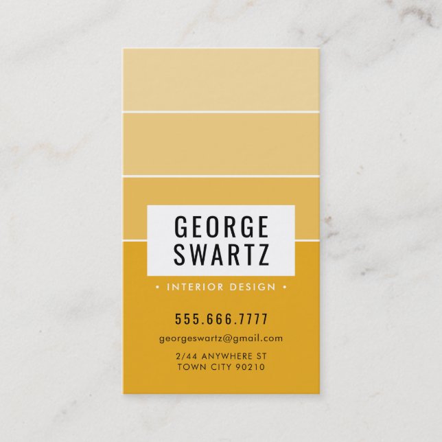 MODERN PAINT CHIP simple smart ombre amber yellow Business Card (Front)