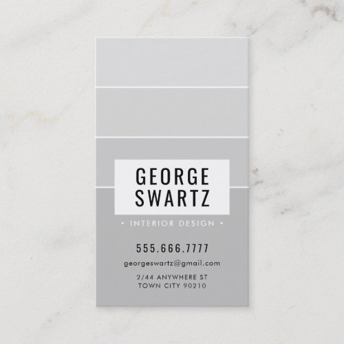 MODERN PAINT CHIP simple smart ombre pale gray Business Card