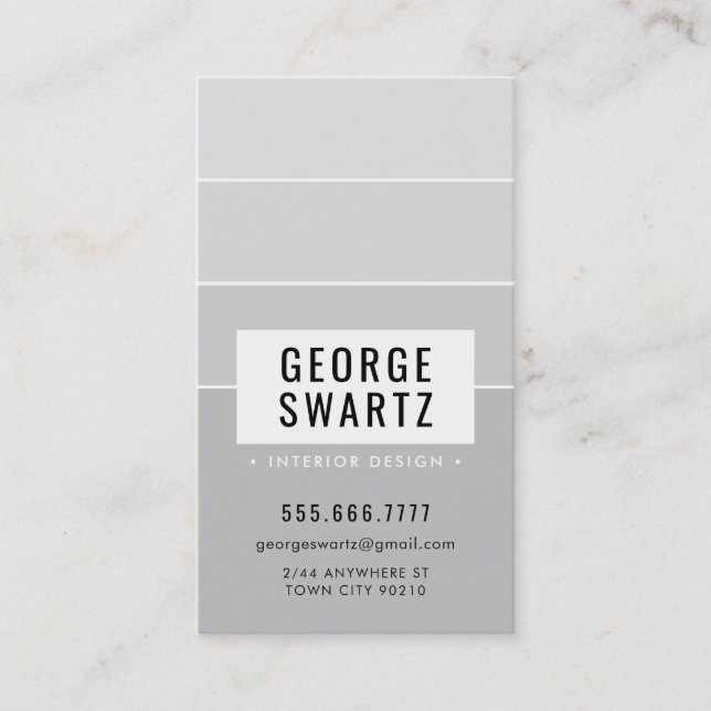 MODERN PAINT CHIP simple smart ombre pale gray Business Card (Front)