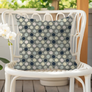 Modern Paint Dots Sage Green Navy Blue Pastel Outdoor Pillow