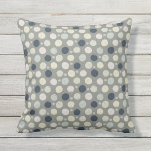 Modern Paint Dots Sage Green Navy Blue Pastel Outdoor Pillow