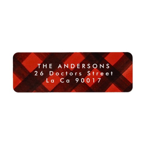 Modern Paint Red Black Plaid Christmas Label