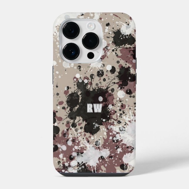 Modern paint splatter personalized  iphone case (Back)
