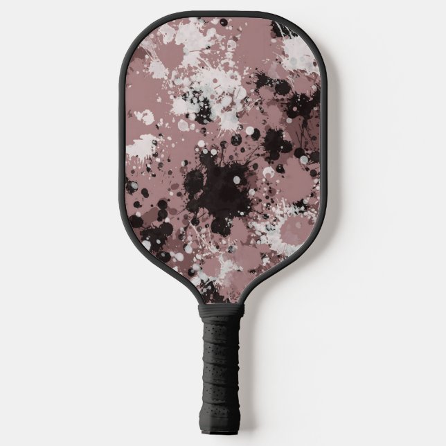 Modern paint splatter personalized  pickleball paddle (Back)