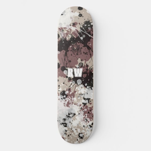 Modern paint splatter personalized Skateboard (Front)