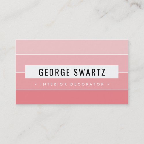 MODERN PAINT SWATCH simple bold coral pink black Business Card