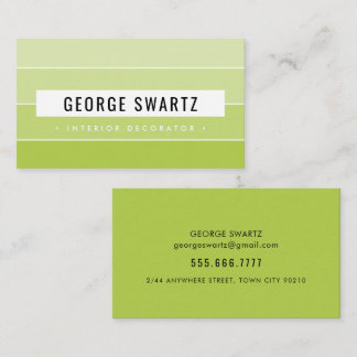 MODERN PAINT SWATCH simple bold lime green black Business Card
