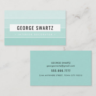 MODERN PAINT SWATCH simple bold mint green Business Card