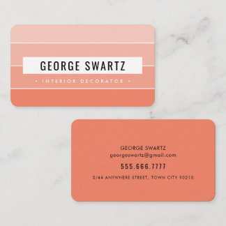 MODERN PAINT SWATCH simple bold orange black Business Card