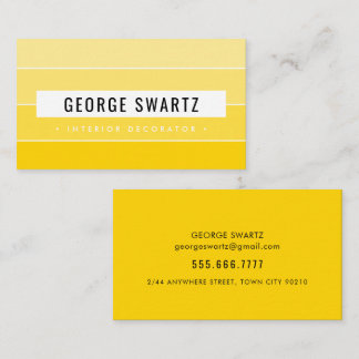 MODERN PAINT SWATCH simple trendy yellow black Business Card
