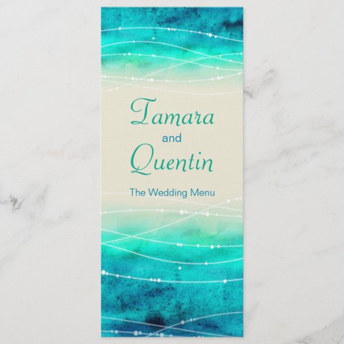 Modern painted abstact sparkle seas wedding menu