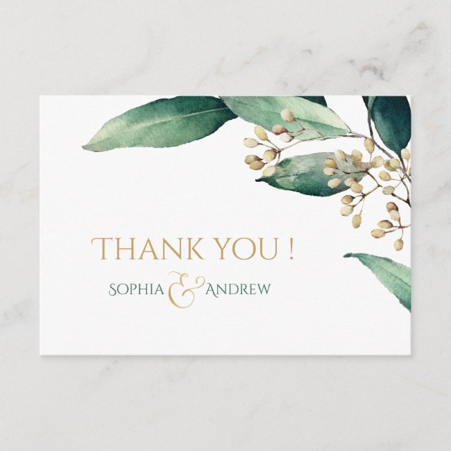 Modern painted botanical greenery rustic thank you note card