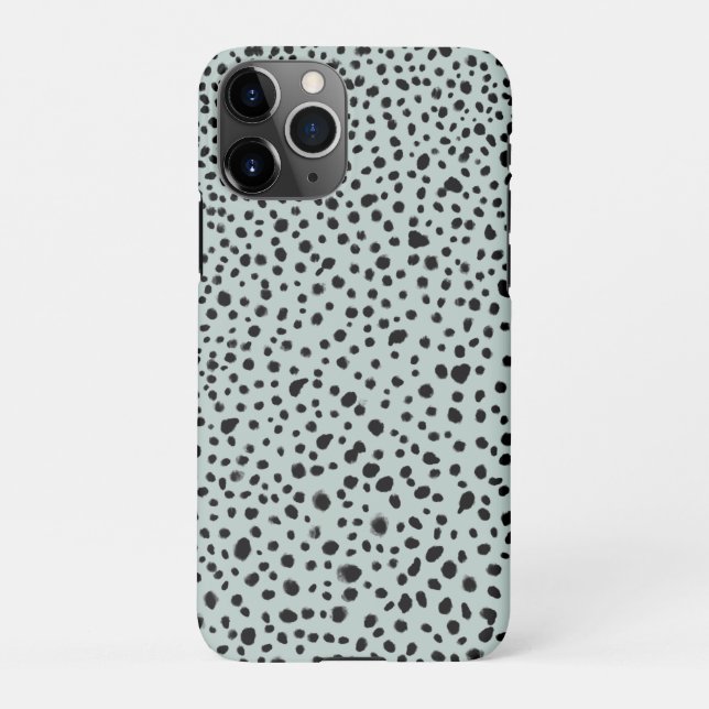 Modern Painted Dots Gray Blue Mint iPhone Case (Back)