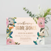 Modern Painted Floral Bridal Shower Invitation (Standing Front)