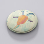 Modern Painted Goat Illustration Button<br><div class="desc">Add some class to your outfit with this cool button. It features my artsy watercolor painted style illustration of a goat's head. This cute and colorful goat has horns and a beard and is shades of orange,  blue,  teal,  and purple. He's set against a coordinating paint splattered background.</div>