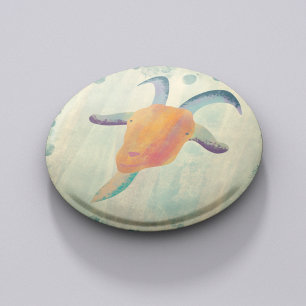 Modern Painted Goat Illustration Button