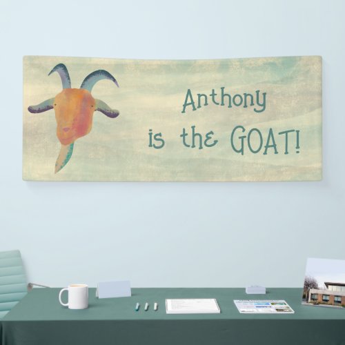 Modern Painted Goat Illustration Personalized Banner