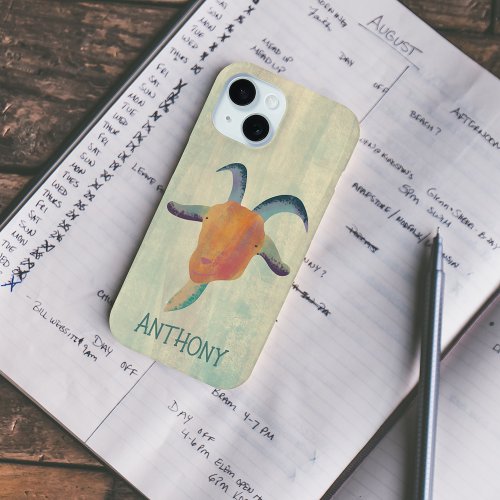 Modern Painted Goat Illustration Personalized iPhone 15 Case