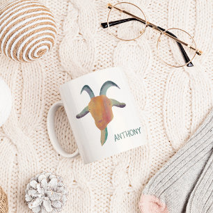 Modern Painted Goat Illustration Personalized Coffee Mug