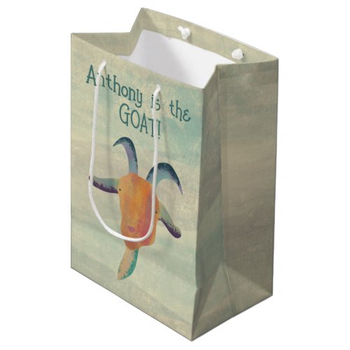 Modern Painted Goat Illustration Personalized Medium Gift Bag