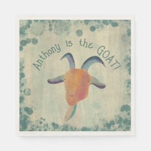 Modern Painted Goat Illustration Personalized Napkins