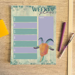 Modern Painted Goat Illustration Weekly Planner Notepad<br><div class="desc">Stay organized with this weekly planner pad. It features my artsy watercolor painted style illustration of a goat's head. This cute and colorful goat has horns and a beard and is shades of orange,  blue,  teal,  and purple. He's set against a coordinating paint splattered background.</div>