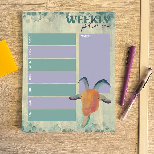 Modern Painted Goat Illustration Weekly Planner Notepad