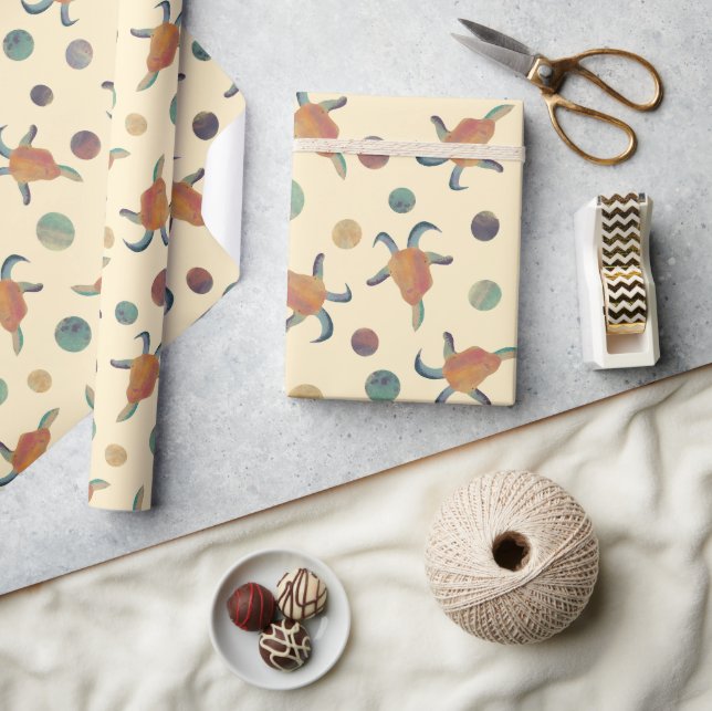 Modern Painted Goat Illustrations and Polka Dots Wrapping Paper (Crafts)