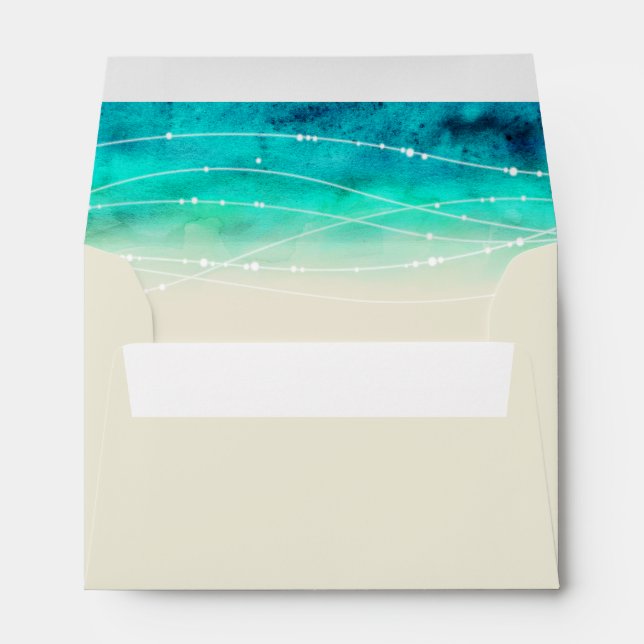 Modern painted sparkle seas wedding envelope (Back (Bottom))