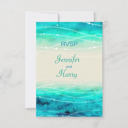 Modern painted sparkle seas wedding RSVP