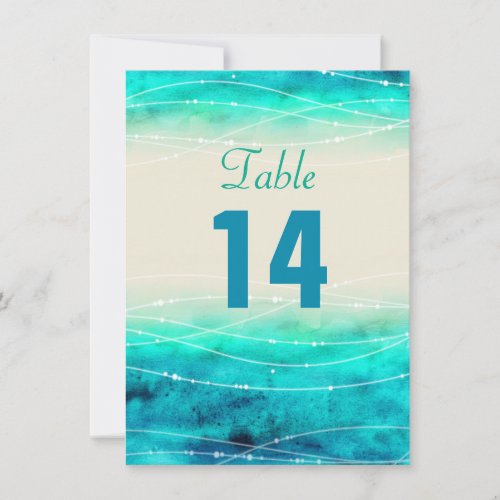Modern painted sparkle seas wedding table numbers invite