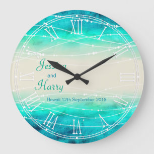 Modern painted sparkle seas wedding wall clock