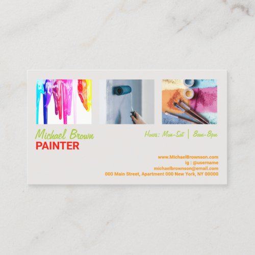 Modern Painter Design with Customizable Photo Business Card