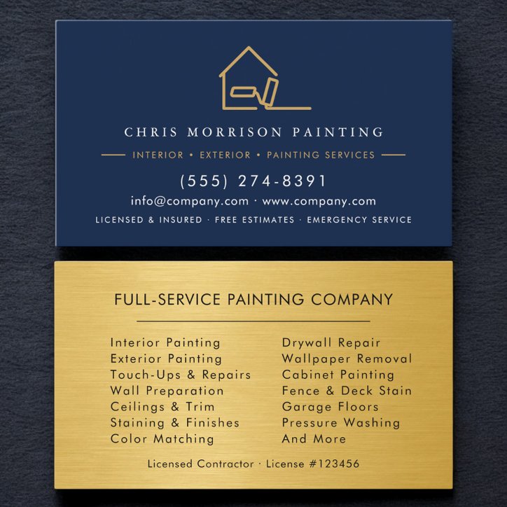 Modern Painter Painting Metallic Gold Business Card