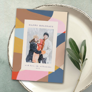 Modern Painterly Abstract Colorful Christmas Photo Holiday Card