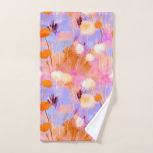 Modern Painterly Pink Lavender Floral Hand Towel