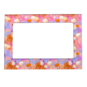Modern Painterly Pink Lavender Floral Magnetic Frame
