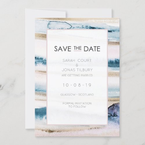 Modern Painterly Watercolour Wedding Save the Date Invitation