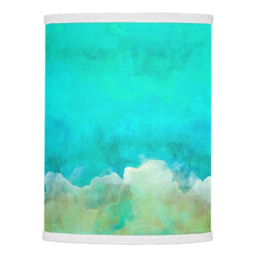 Modern painting abstract landscape teal white lamp shade