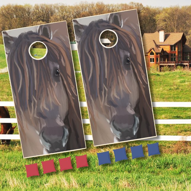 Modern Painting Brown Horse Cornhole Set (Creator Uploaded)