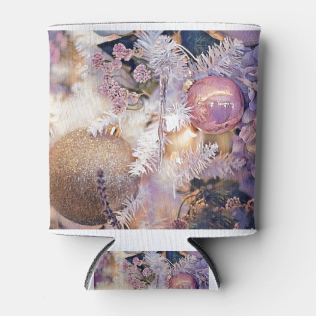Modern Painting Christmas Tree Purple Decorations Can Cooler (Front)