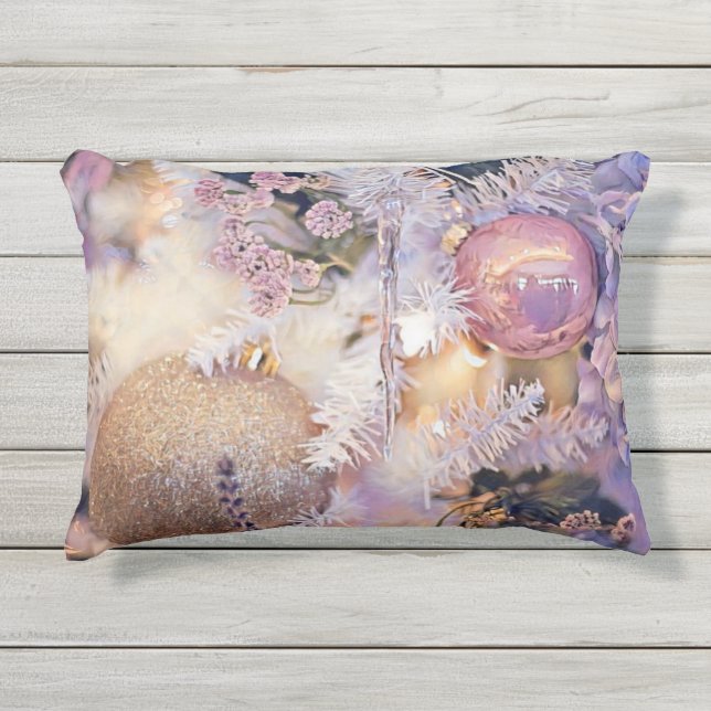 Modern Painting Christmas Tree Purple Decorations Outdoor Pillow (Front)