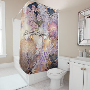 Modern Painting Christmas Tree Purple Decorations Shower Curtain