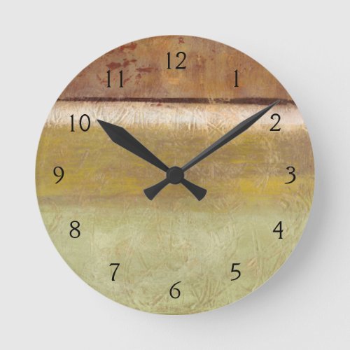 Modern Painting in Earth Tones by Norman Wyatt Round Clock