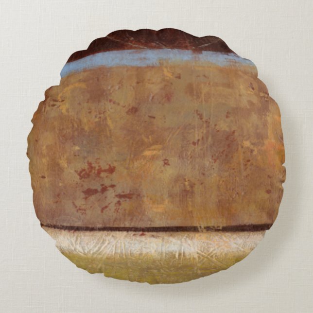 Modern Painting in Earth Tones by Norman Wyatt Round Pillow (Front)