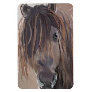 Modern Painting of a Brown Horse Magnet