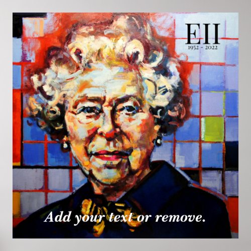 Modern painting of Queen Elizabeth II Poster