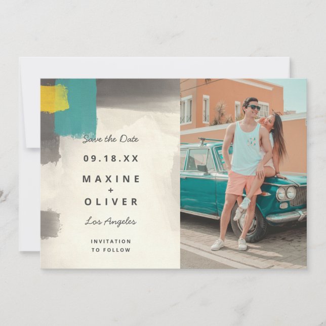 Modern Painting Pastel Wedding Save The Date (Front)