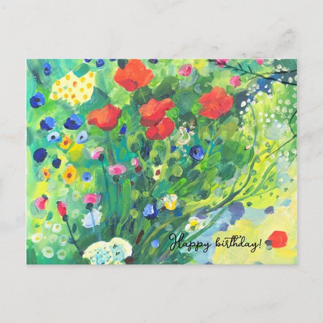 modern painting, poppies under the sun postcard (Front)