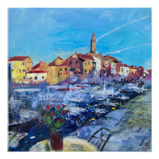 Modern painting summer Rovinj in Croatia Poster